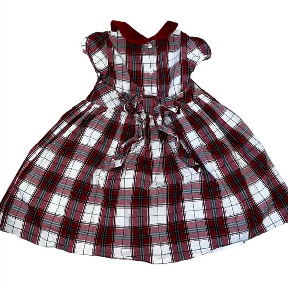 Janie & Jack Red Plaid Baby Dress Smocked Chest 18-24 Months - Picture 4 of 4